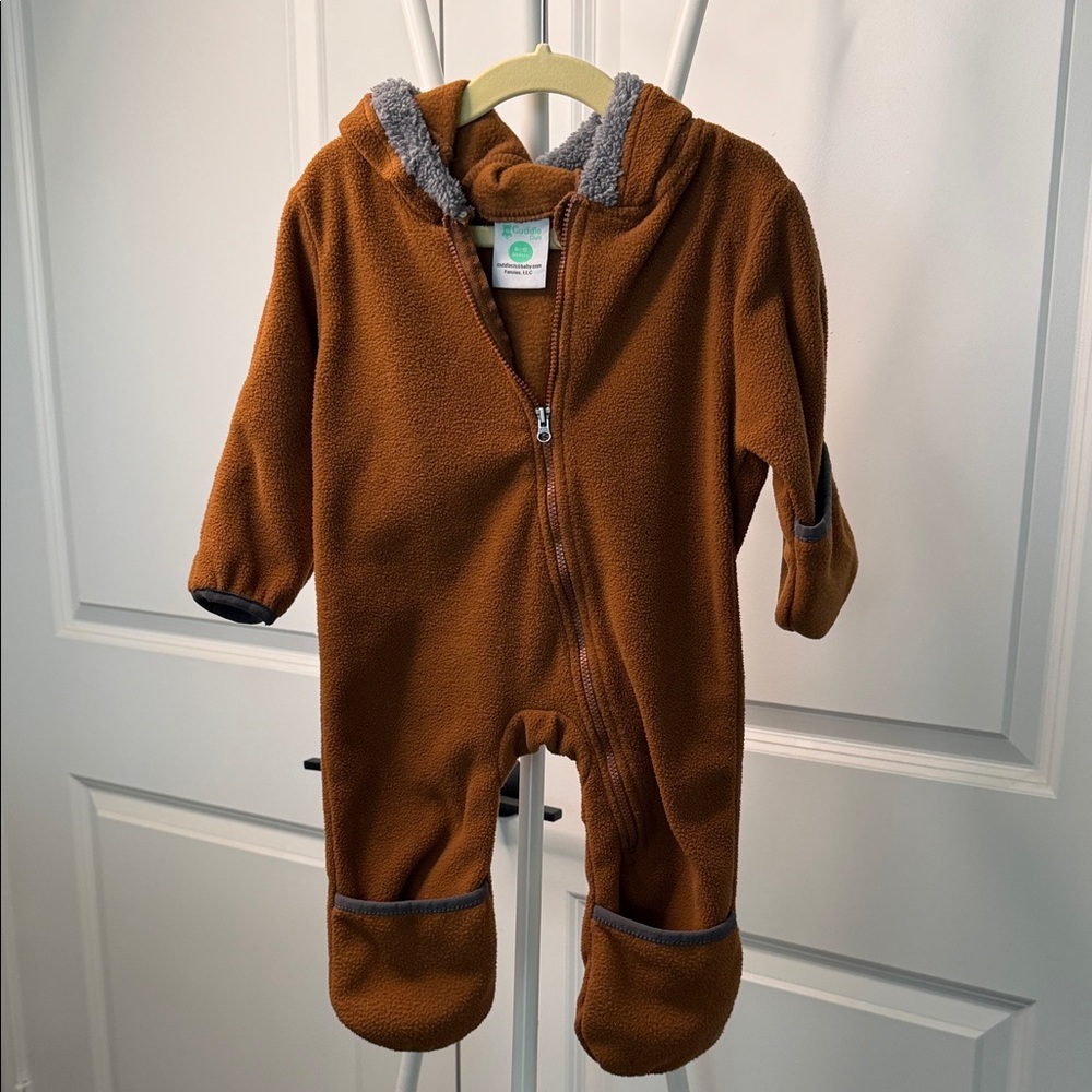 Warm Brown Hooded Kids Footie